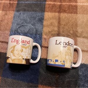 2 mini Starbucks England and London Coffee Mug Set global icon collectors series